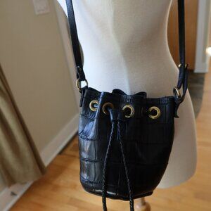 OOAK! Musick black crocodile bucket bag handmade by Meg Musick-Makely $600